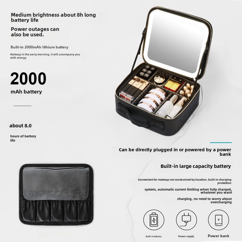 Makeup Case with Detachable LED Mirror