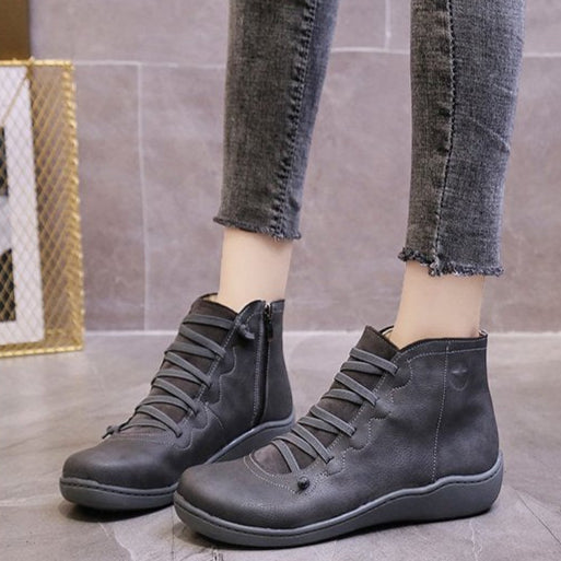 Women's Flat Leather Ankle Boots