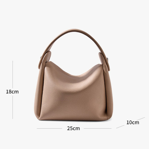 Genuine Cowhide Leather Handbag with Shoulder/Crossbody Strap