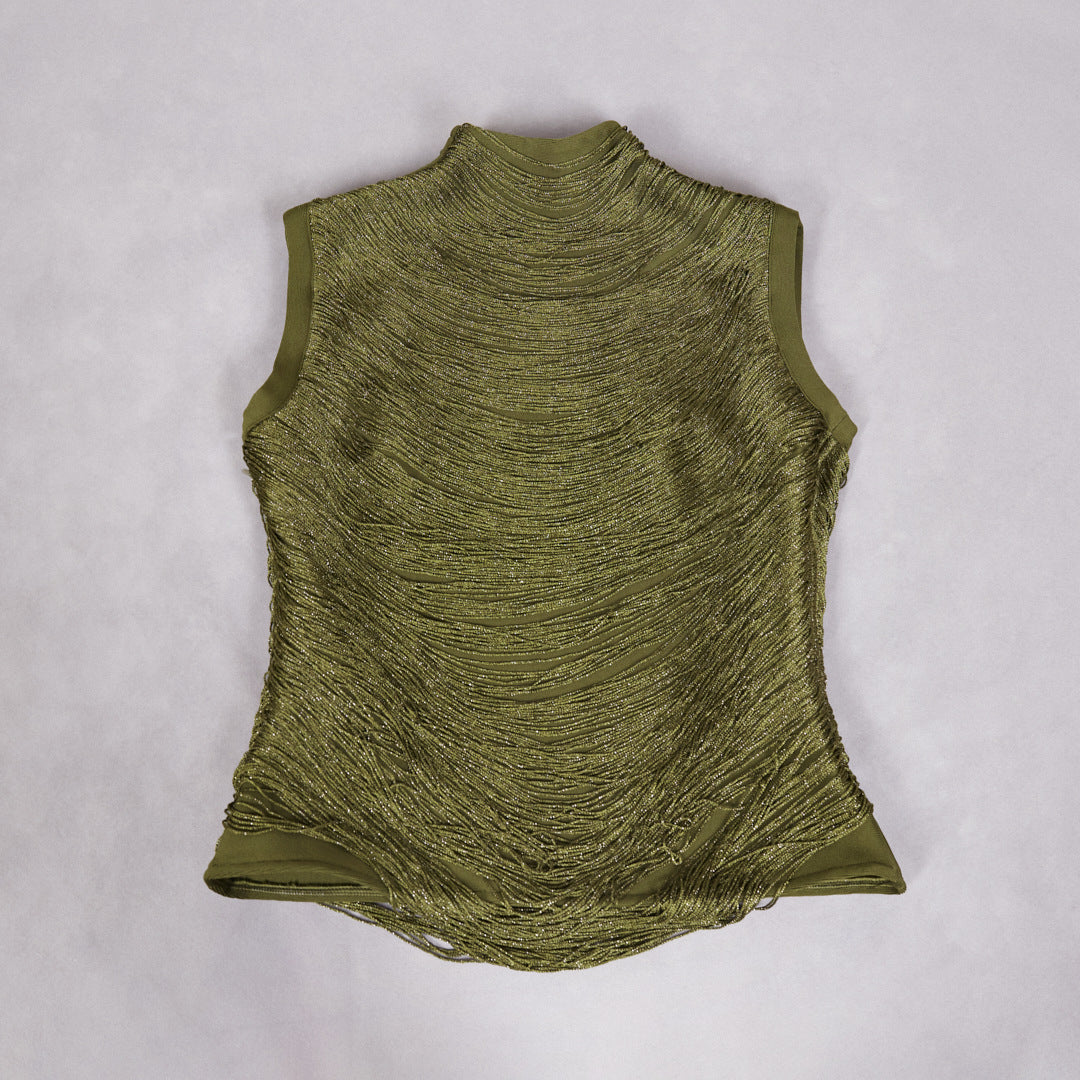 2-Piece Sparkly Tassel Top with Maxi Skirt