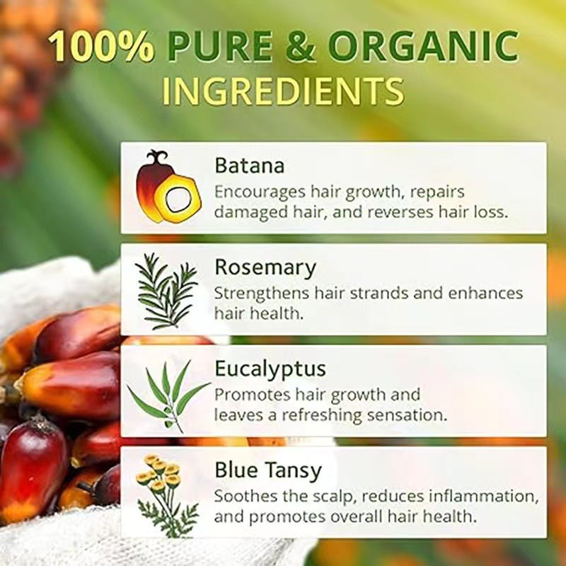 100% Raw Batana Oil, For All Hair Types, Grow Thicker-Stronger Hair, Repair Damaged Hair