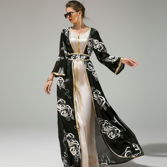 2-Piece Floral Embroidered Abaya