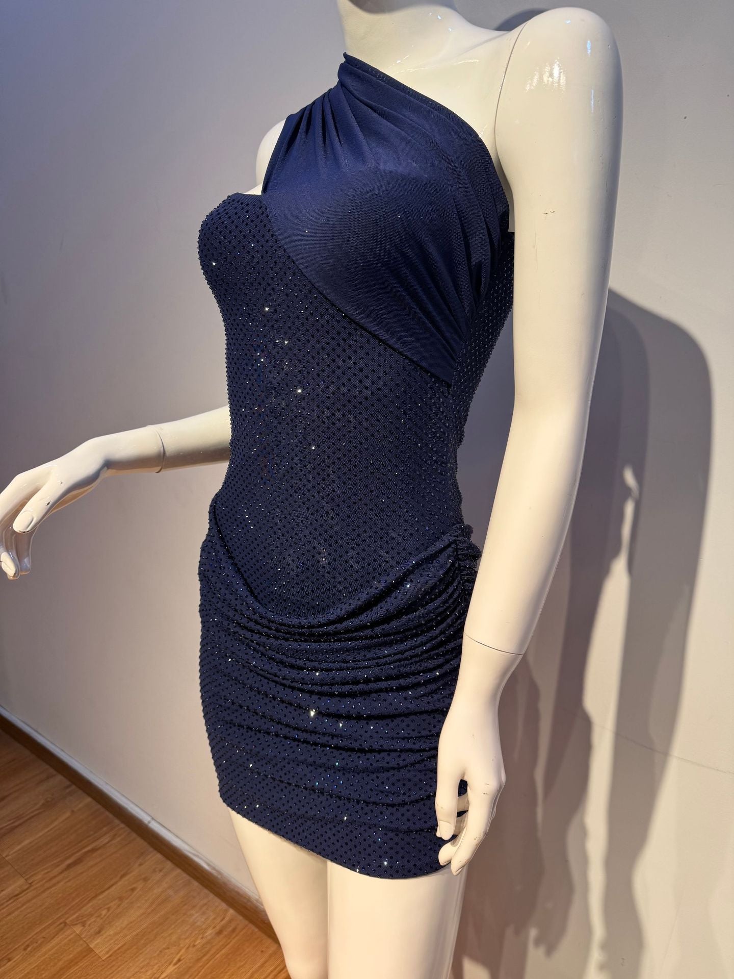 Mattea Rhinestone Mini Dress With Scarf