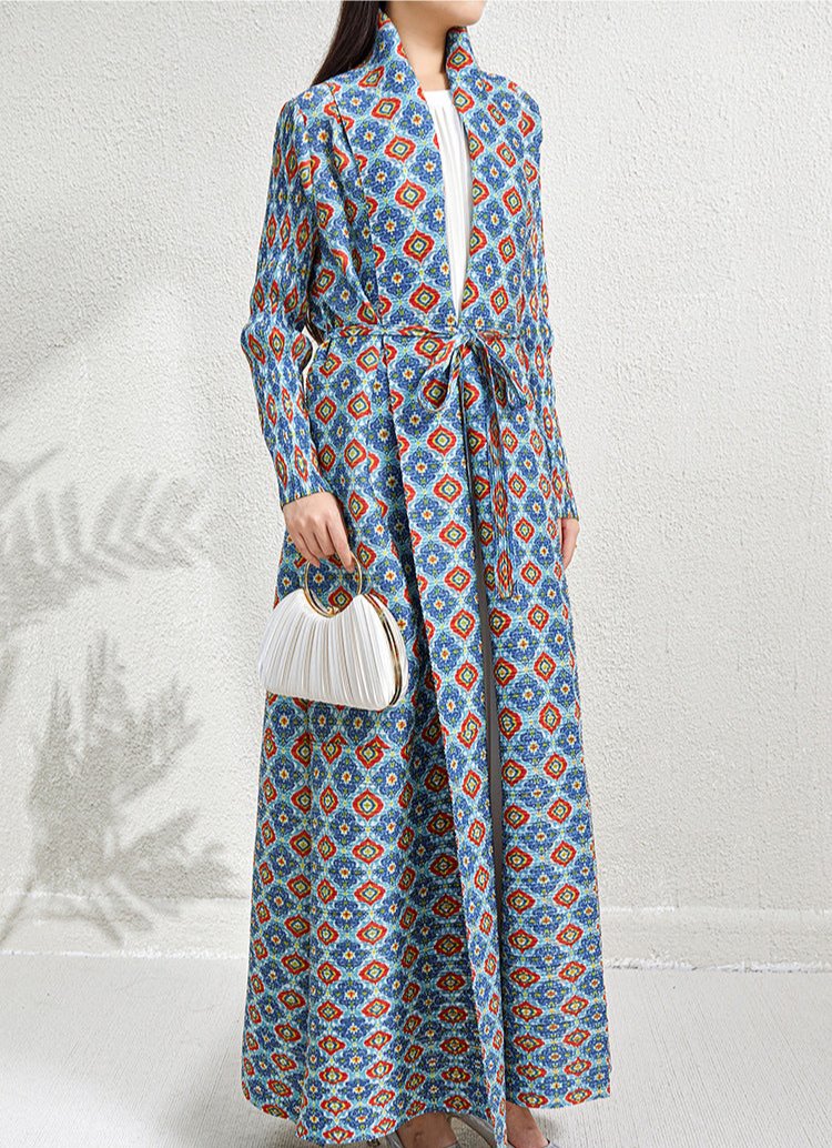 Printed Open Front Abaya