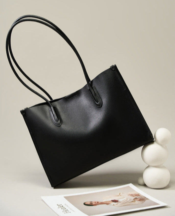 Genuine Cowhide Leather Tote Bag – Large Capacity