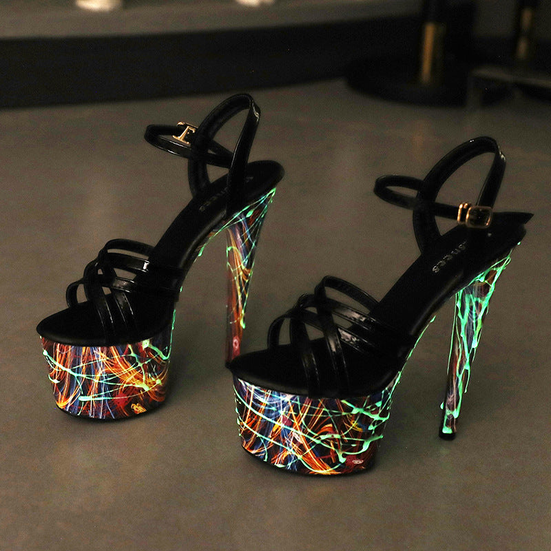 Glow-in-the-Dark Platform Stiletto Heeled Sandals