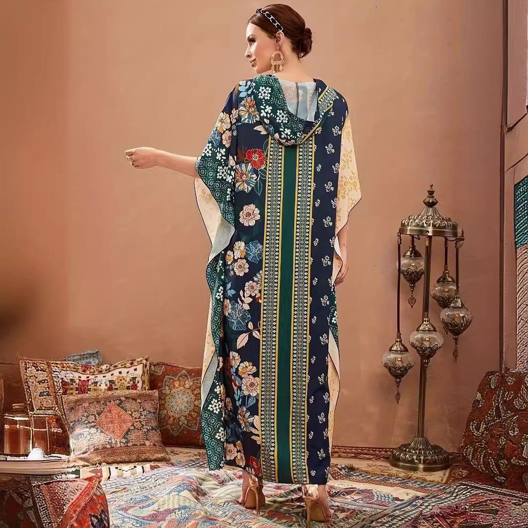 Floral Batwing Sleeved Maxi Dress