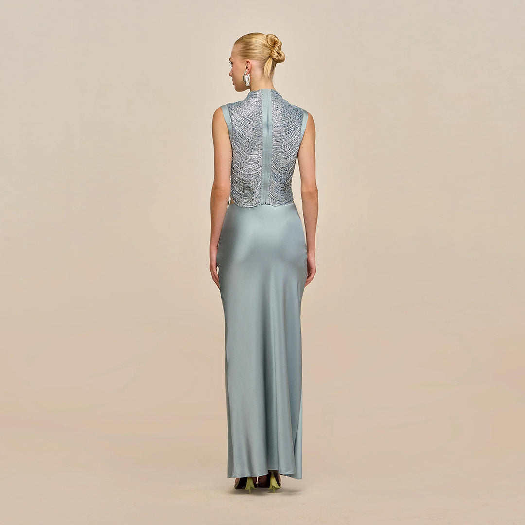 2-Piece Sparkly Tassel Top with Maxi Skirt