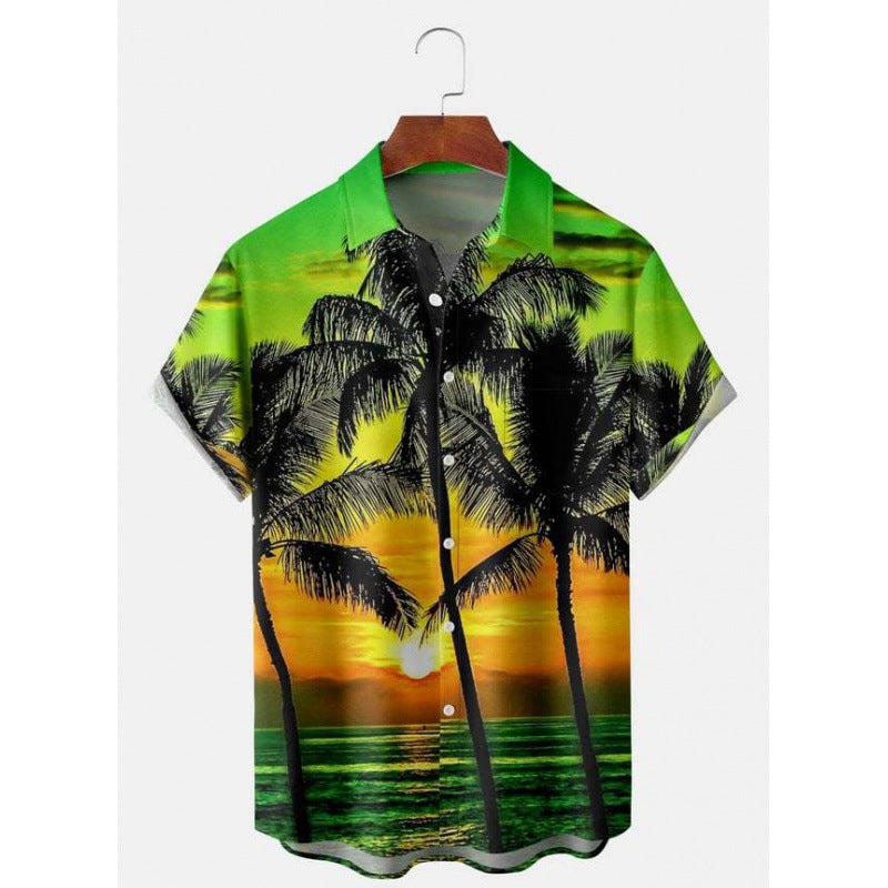 Hawaiian Tropical Print Short Sleeved Shirt for Men, S-5XL