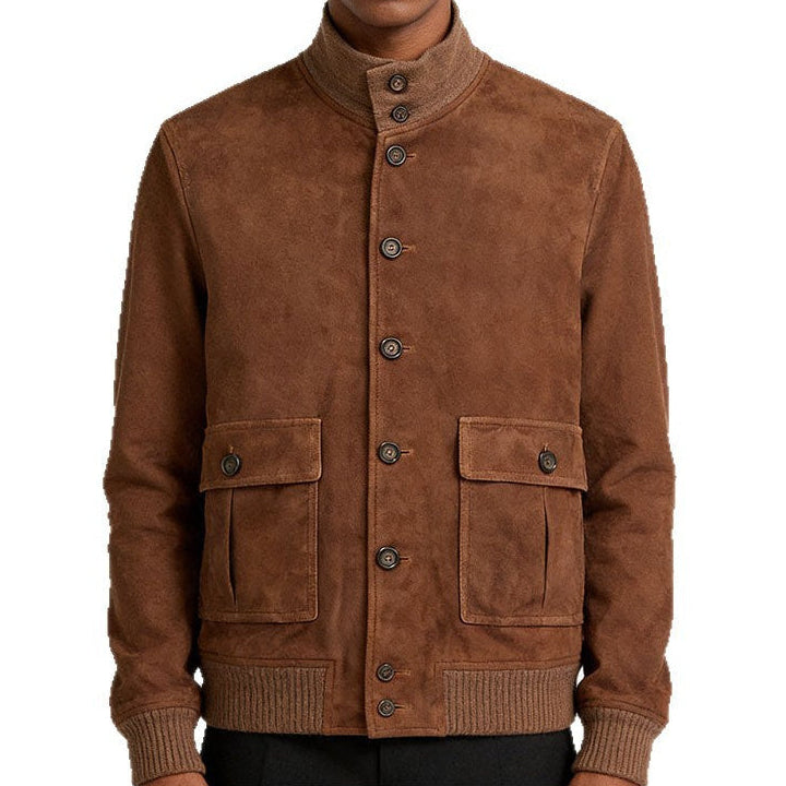 Men's Faux Suede Slim-Fit Bomber Jacket