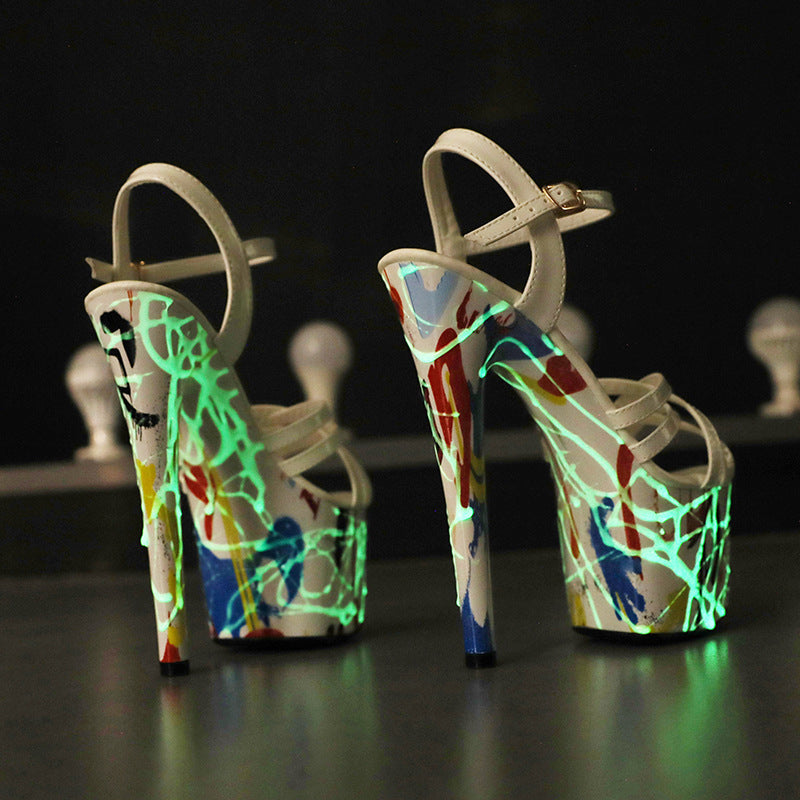 Glow-in-the-Dark Platform Stiletto Heeled Sandals