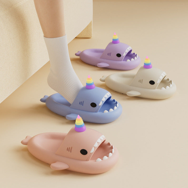 Glow-In-The-Dark Unicorn Shark Slides for Women