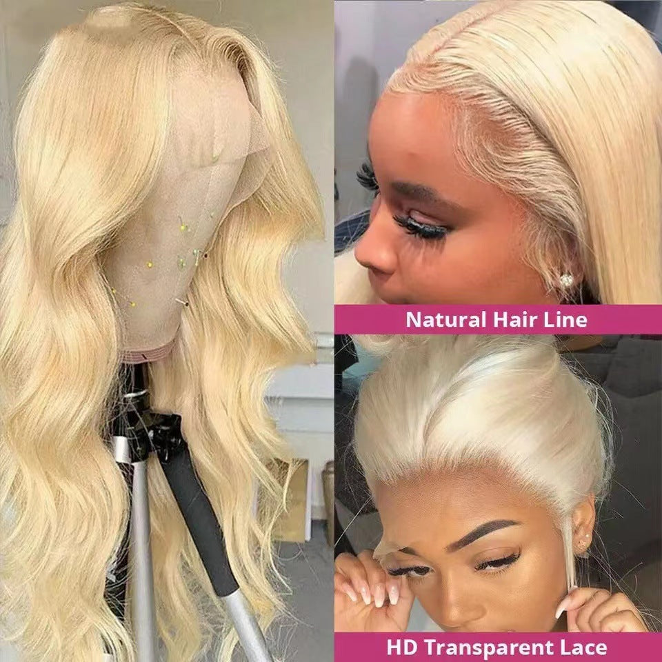 613 Platinum Blonde Body Wave Lace Front Wig – 100% Real Human Hair