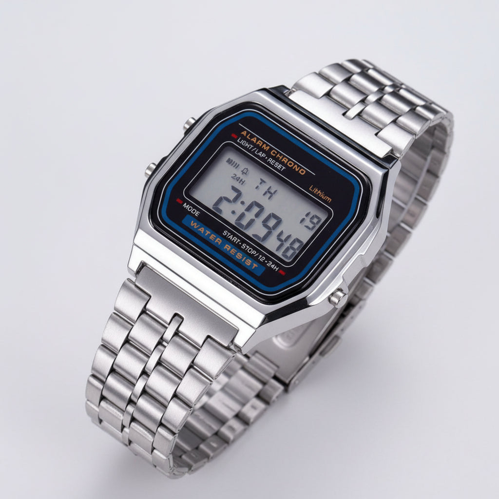 Gold-Toned Stainless Steel Digital Watch