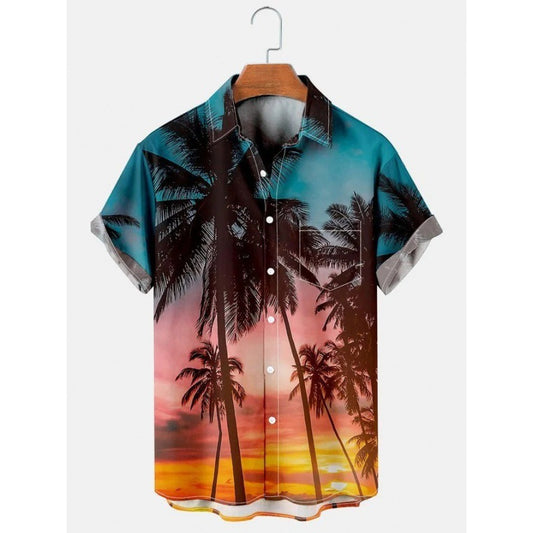 Hawaiian Tropical Print Short Sleeved Shirt for Men, S-5XL