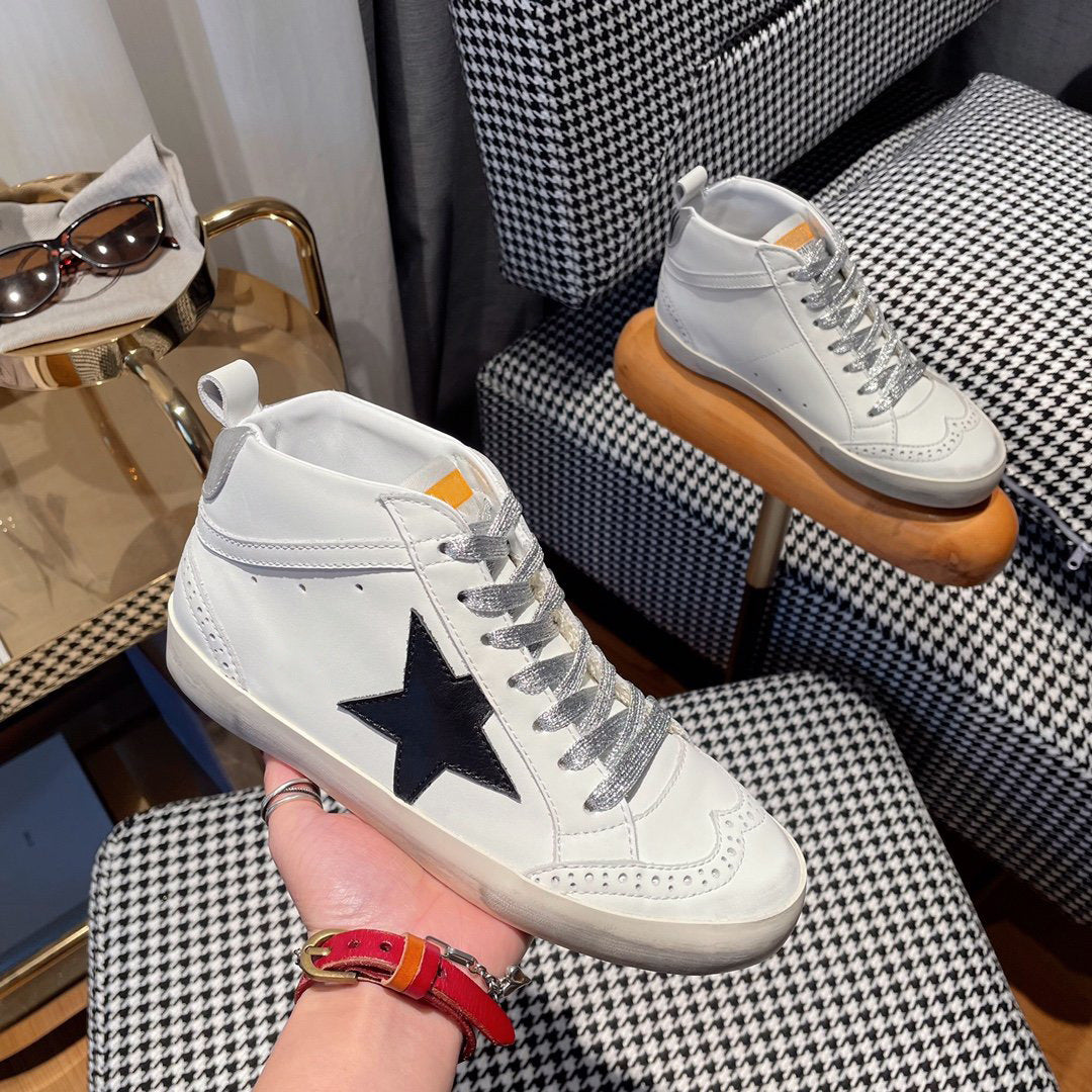 Women's Golden Goose Mid-Star Glitter Sneakers