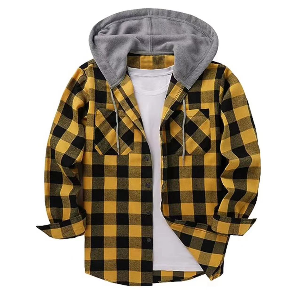 Flannel Hooded Shirt Jacket