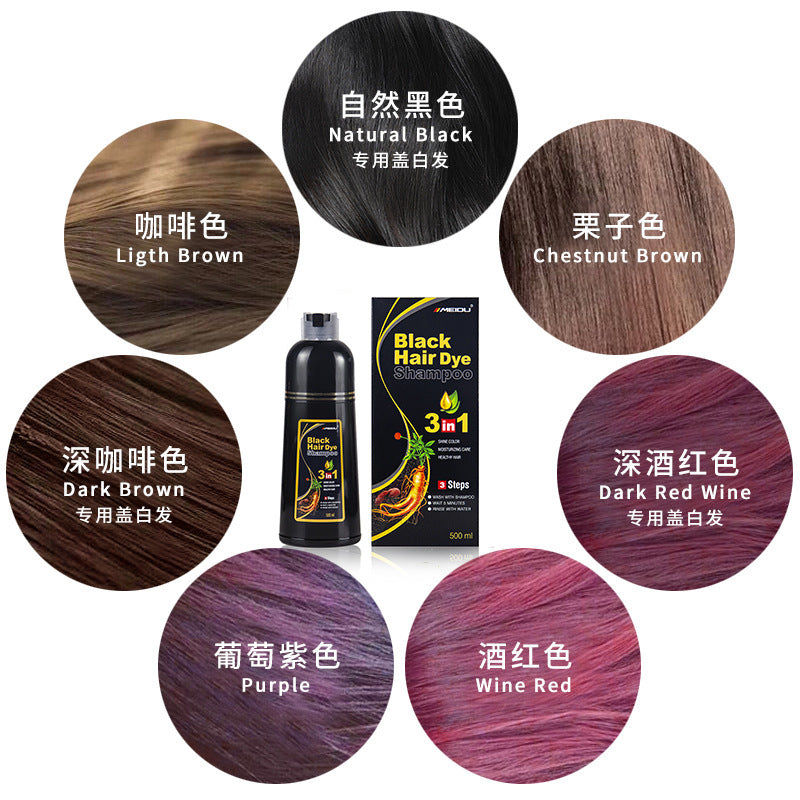 500ml Meidu Hair Dye Shampoo 3-in-1, for Dyeing, Shampooing and Conditioning