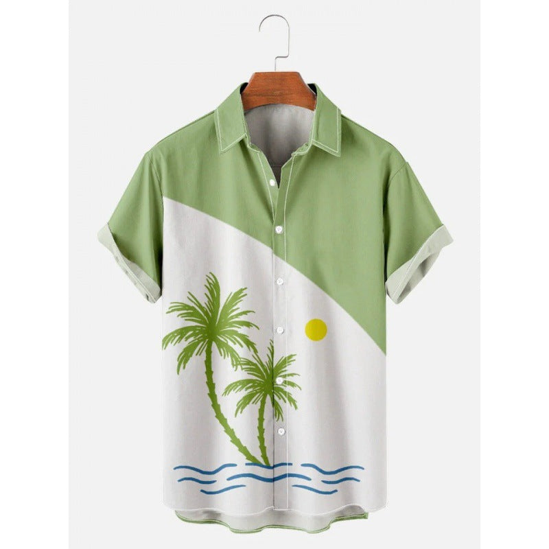 Hawaiian Tropical Print Short Sleeved Shirt for Men, S-5XL