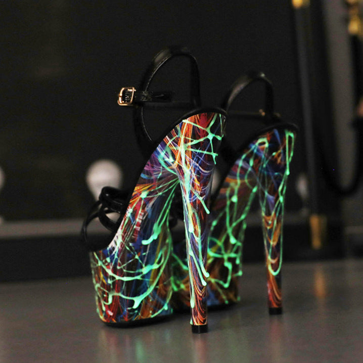 Fluorescent Luminous High-Heeled Sandals