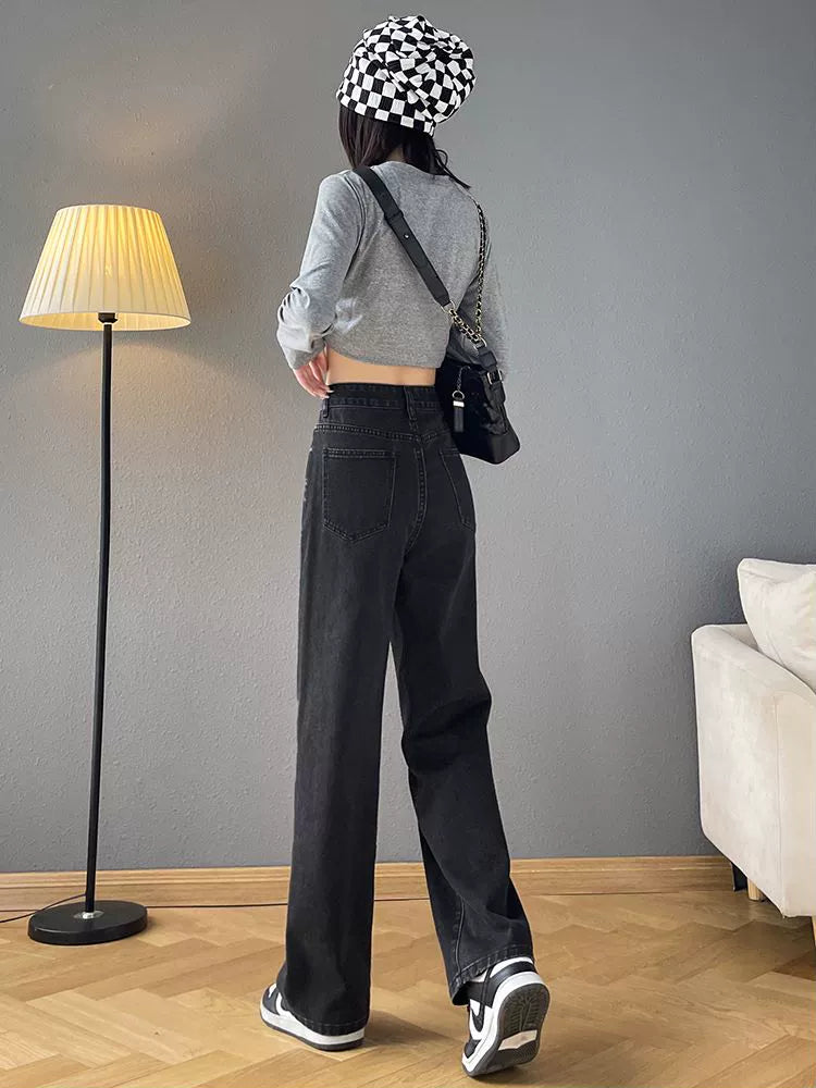 High-Waisted Loose-Fit Wide Leg Jeans