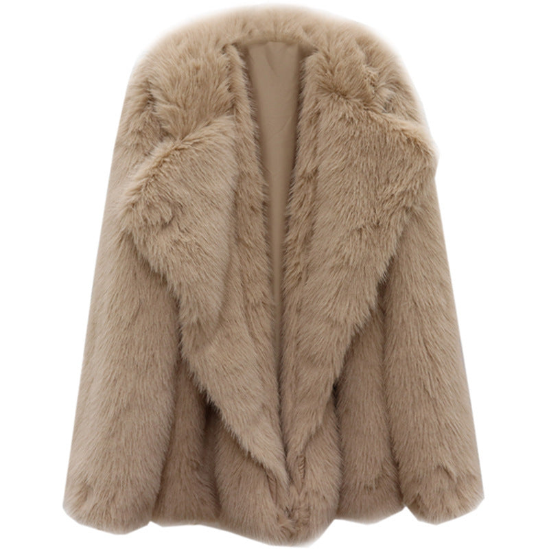 Faux Fox Fur Mid-Length Coat