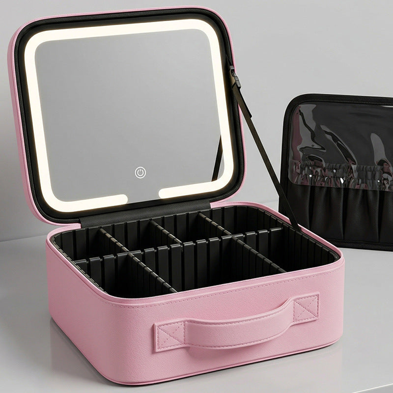Portable Travel Makeup Case with Built-in LED Lighted Mirror