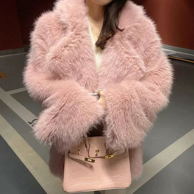 Faux Fox Fur Mid-Length Coat