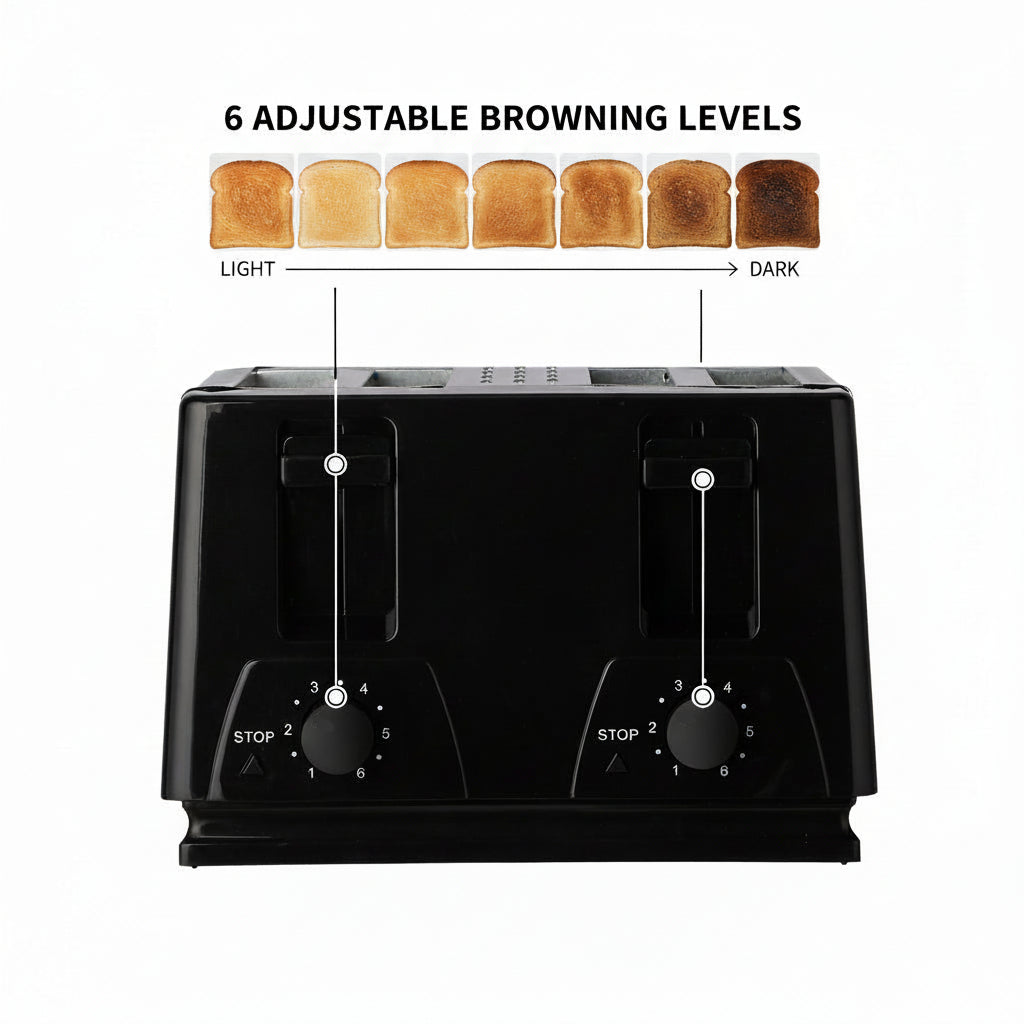 BRENTWOOD 4-Slice Extra-Wide Slot Stainless Steel Toaster