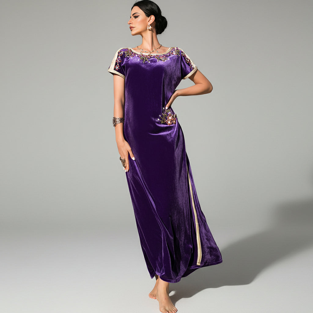 High Side-Slit Embroidered Abaya