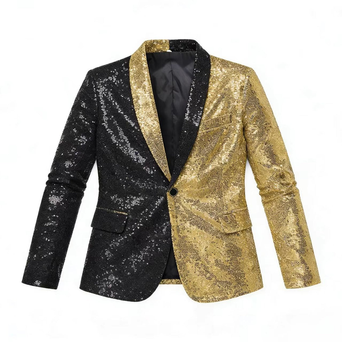 Men's Colorblock Split-Sequin Tuxedo Blazer