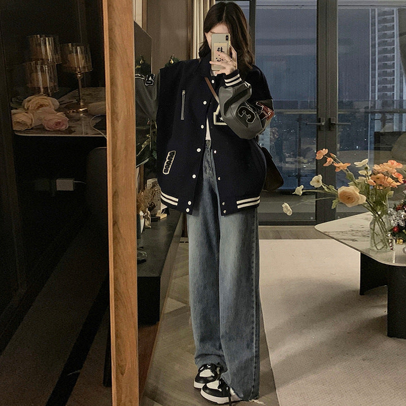 Vintage Oversized Embroidered Varsity Jacket