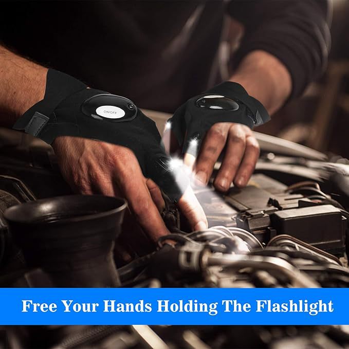 LED Flashlight Gloves for Repairs, Fishing, Camping, Outdoors