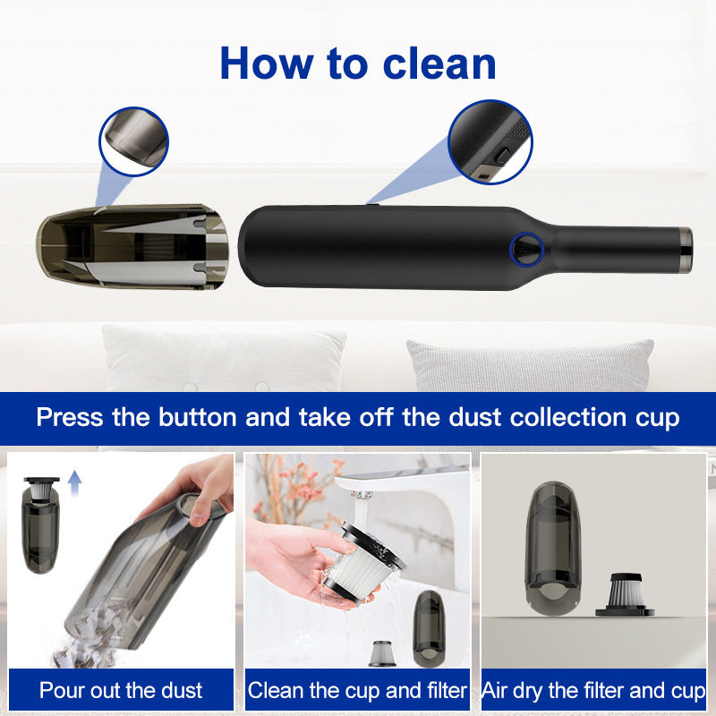 13KPa High-Suction Portable USB Cordless Car Vacuum Cleaner for Dry and Wet Cleaning