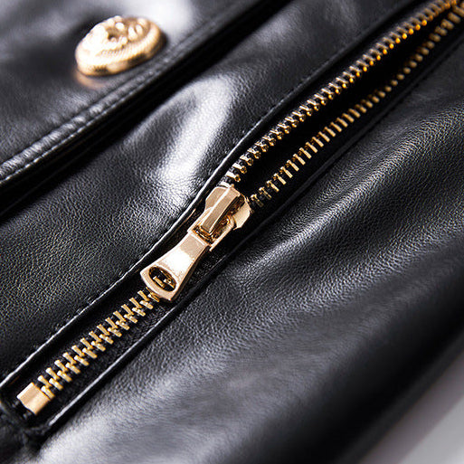Belted Faux Leather Trench Coat