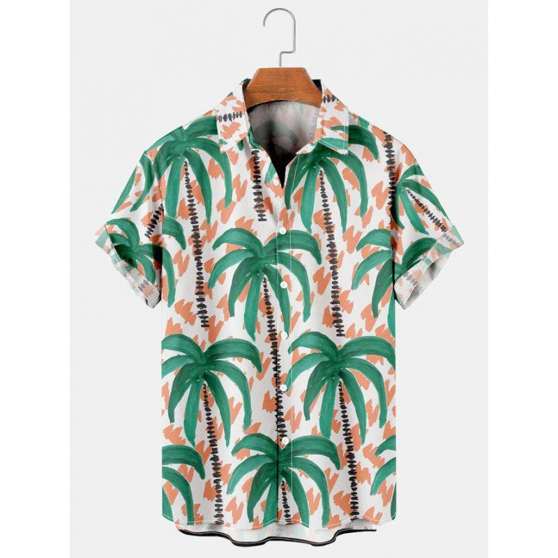 Hawaiian Tropical Print Short Sleeved Shirt for Men, S-5XL