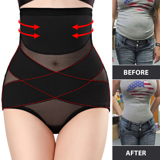 High-Waisted Cross-Compression Shapewear Panties