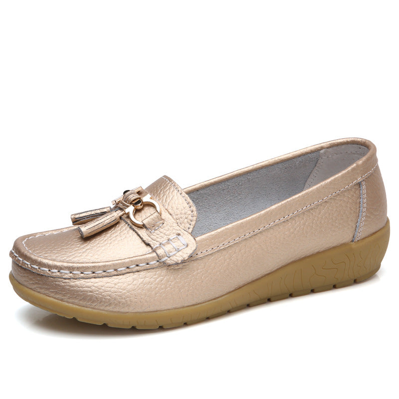 Genuine Leather Moccasin-Style Loafers