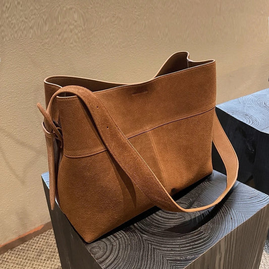 Retro Suede Slouchy Tote Bag