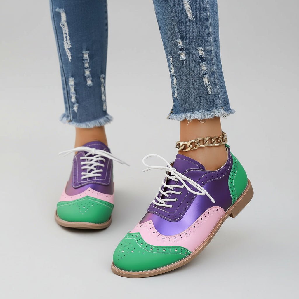 Women's Colorblock Wingtip Oxford Brogues