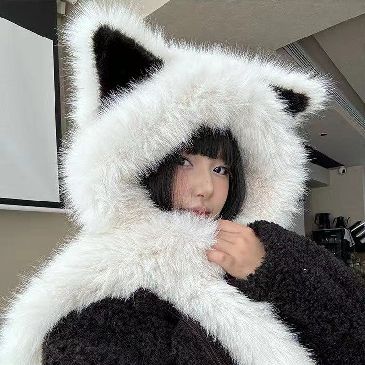 Cat Ear Fluffy Hooded Scarf