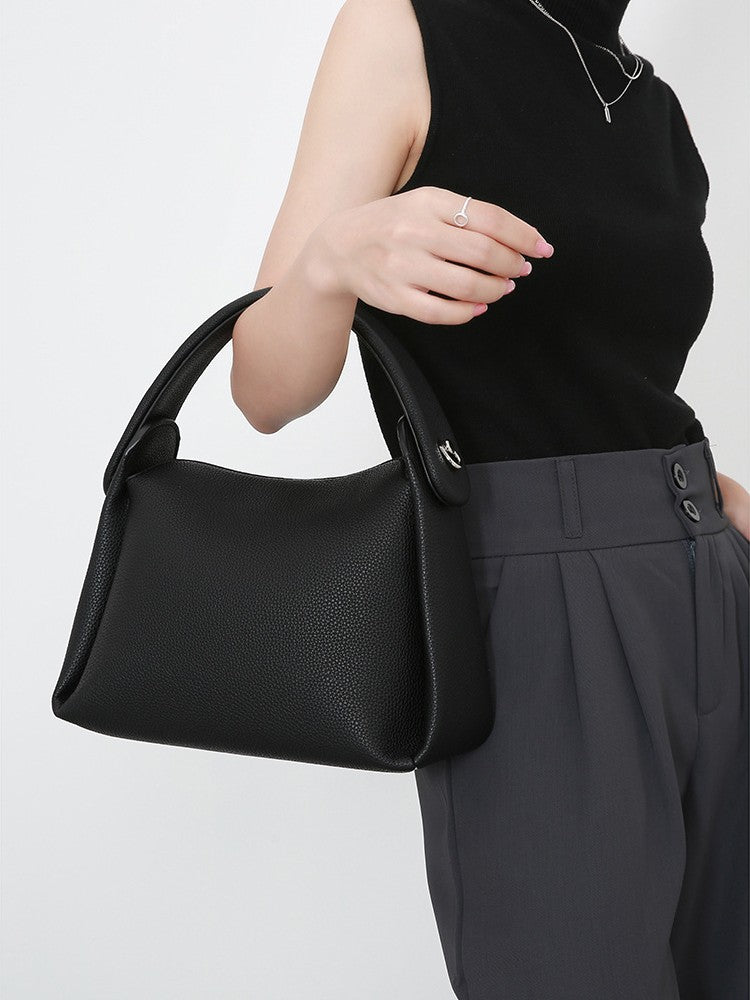 Genuine Cowhide Leather Handbag with Shoulder/Crossbody Strap