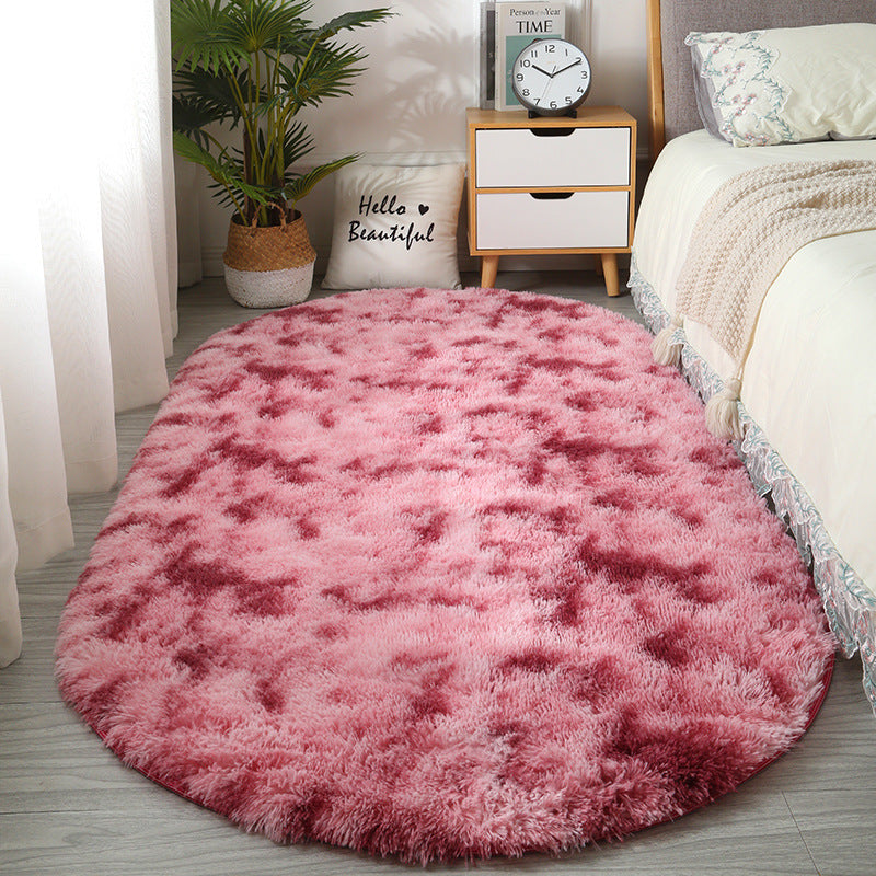 Oval Silk Wool Bedside Rug