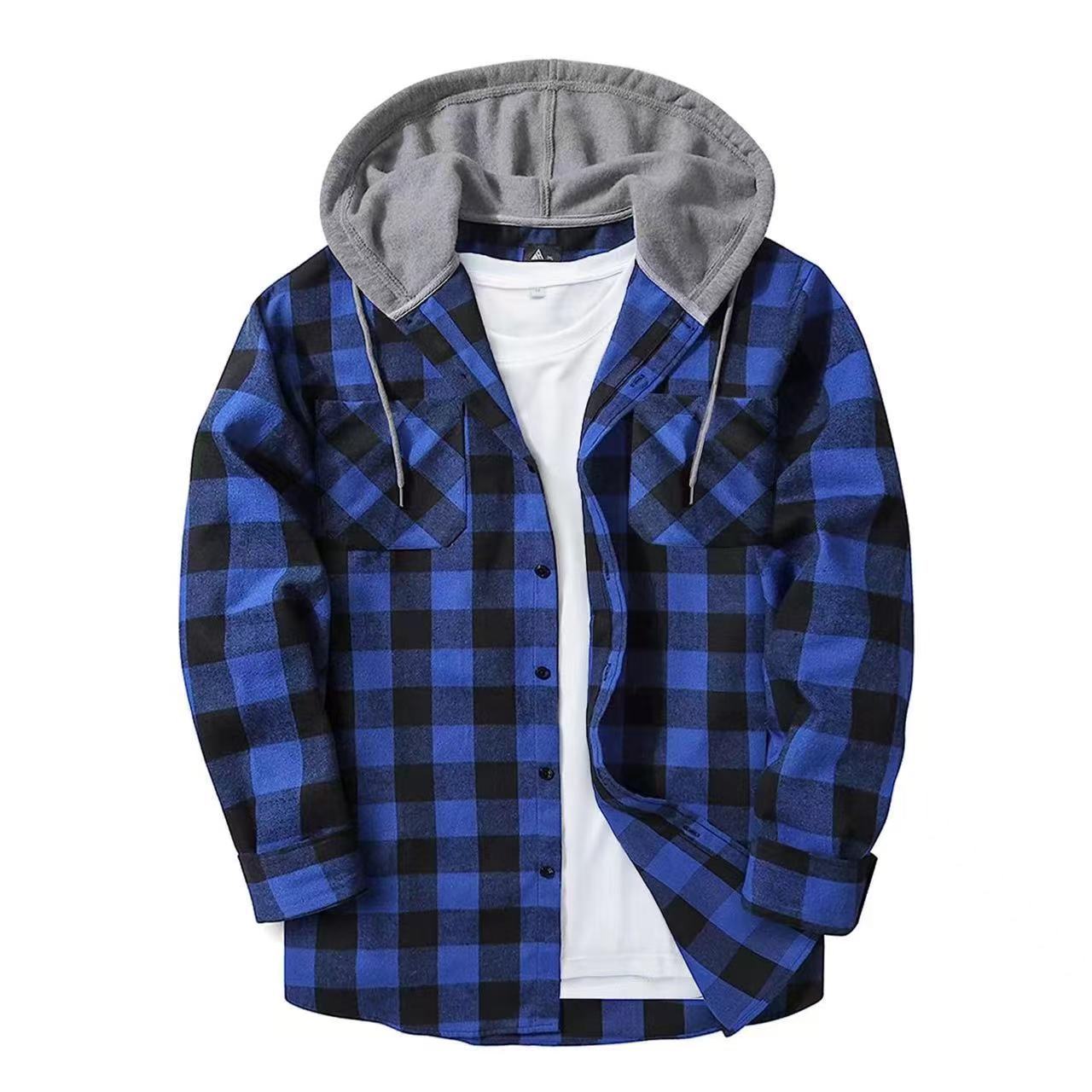 Flannel Hooded Shirt Jacket