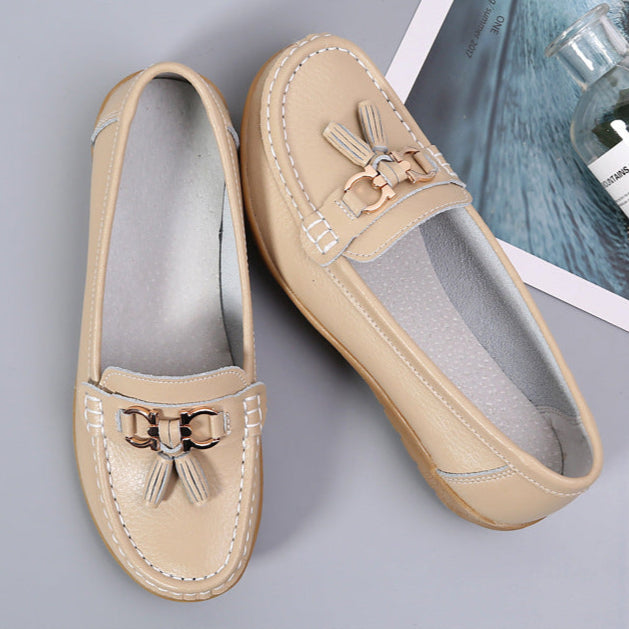 Genuine Leather Moccasin-Style Loafers