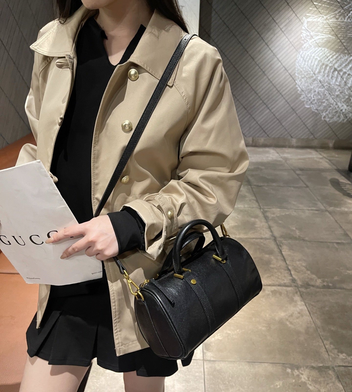 Genuine Cowhide Leather Boston Handbag with Crossbody Strap