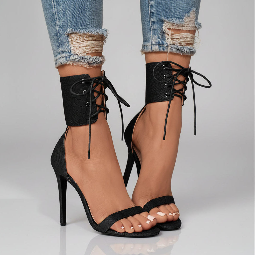 Lace-up Ankle Strap Stiletto Heeled Sandals