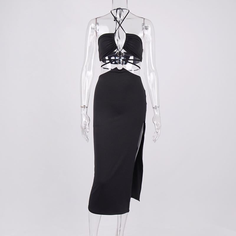 Thigh-High Slit Cut-Out Dress