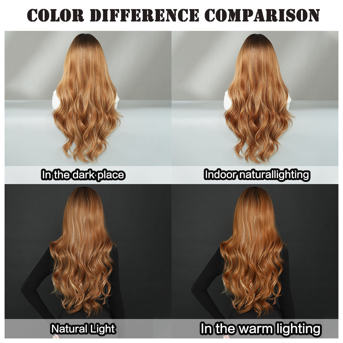 Ombre Brown Long Wavy Synthetic Wig – 72cm/28in.