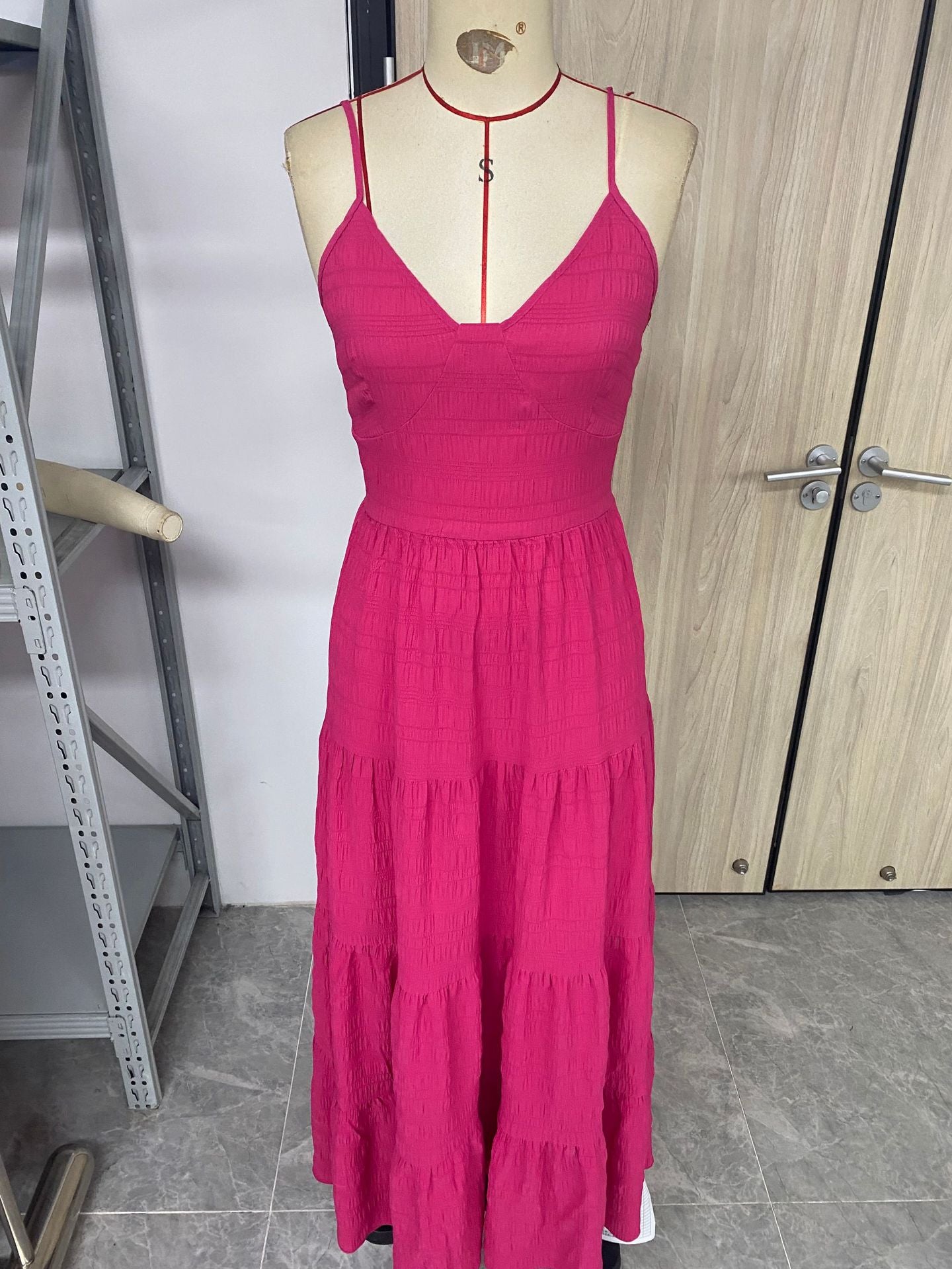 Sling Bow Strap A-Line Maxi Dress